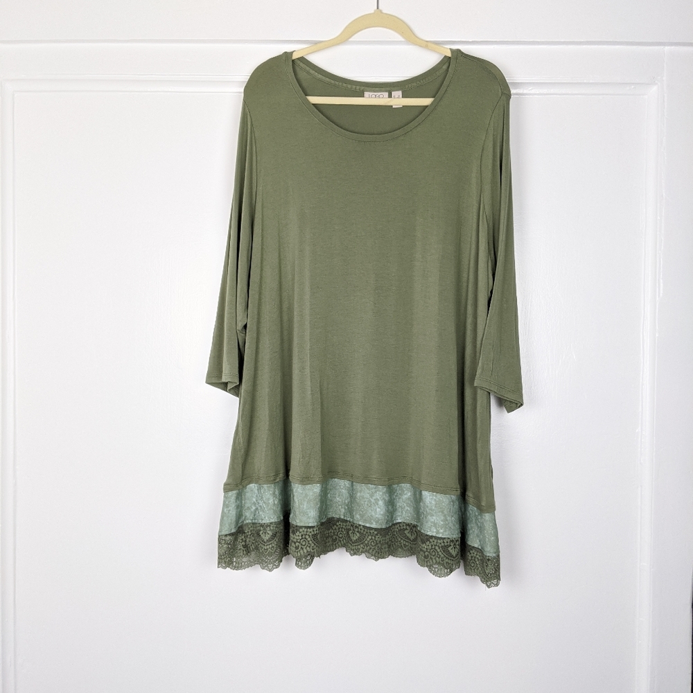 Logo by Lori Goldstein Green Lace Tunic Top